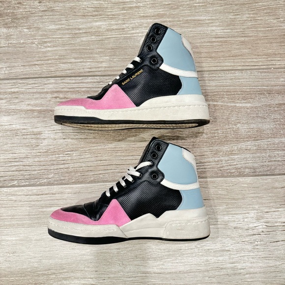 SAINT LAURENT High Top Tennis Shoes Size 7.5 - Picture 2 of 14